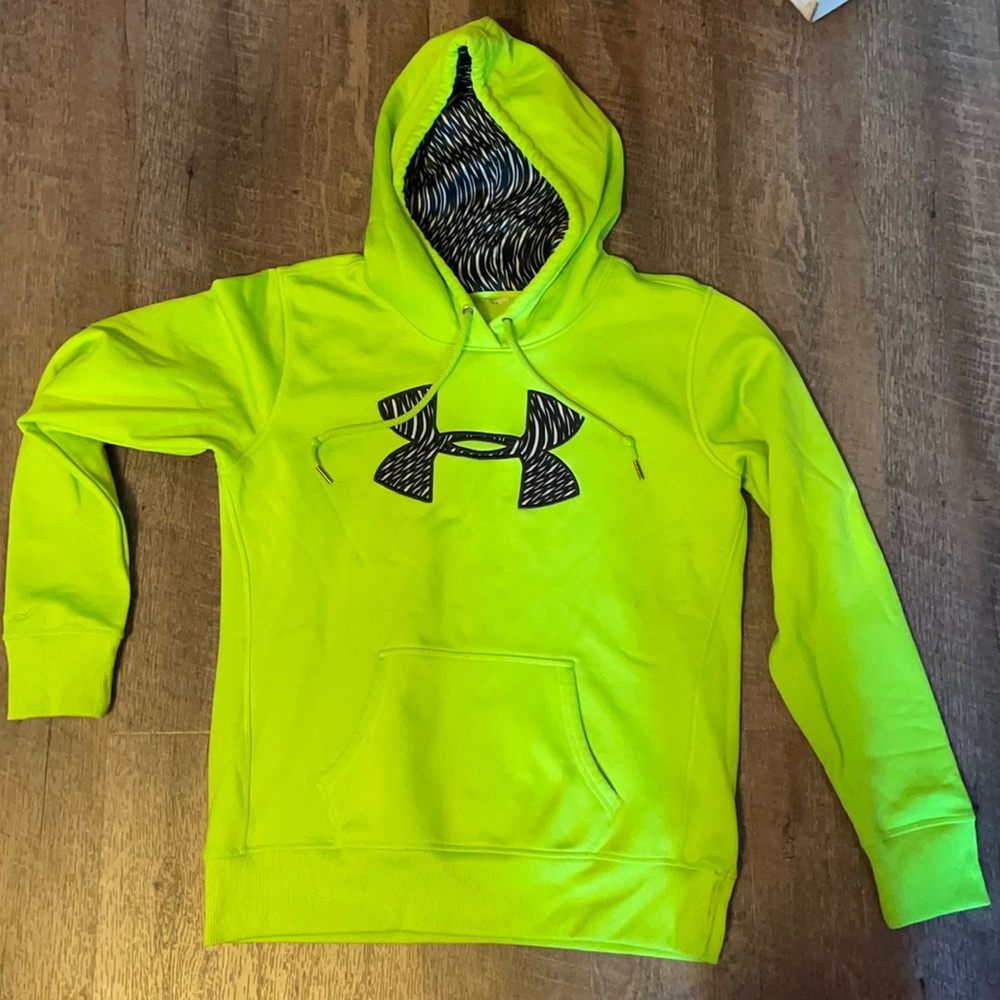 under armour neon green with zebra stripes hoodie